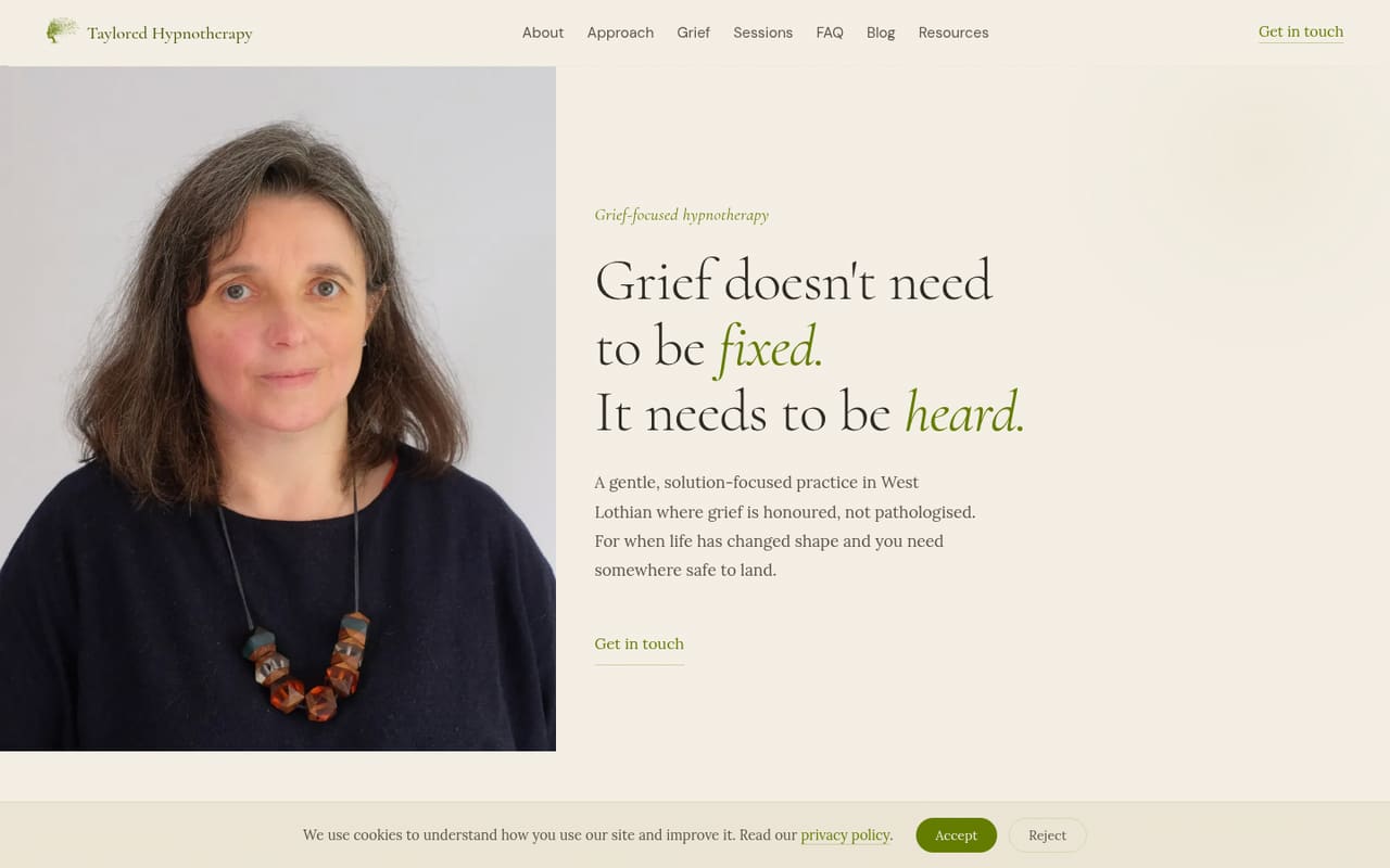 Taylored Hypnotherapy — homepage preview